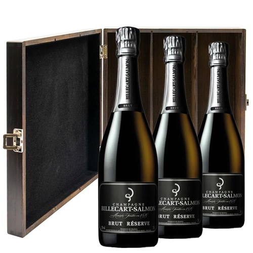 Billecart Salmon Le Reserve Champagne 75cl Treble Elm Wood Gift Boxed Champagne (3x75cl)